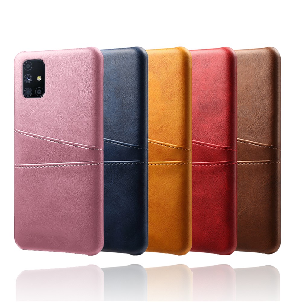 Hard Cover Double Card Slots PU Leather + Plastic Shell for Samsung Galaxy M51 (Side Fingerprint) - Black-7