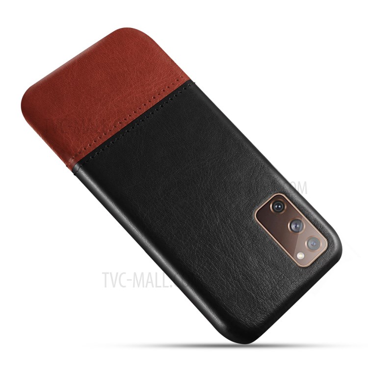 KSQ PU Leather Coated PC Dual-color Splicing Phone Back Case for Samsung Galaxy S20 FE/S20 Fan Edition/S20 FE 5G/S20 Fan Edition 5G/S20 Lite - Brown/Black-2