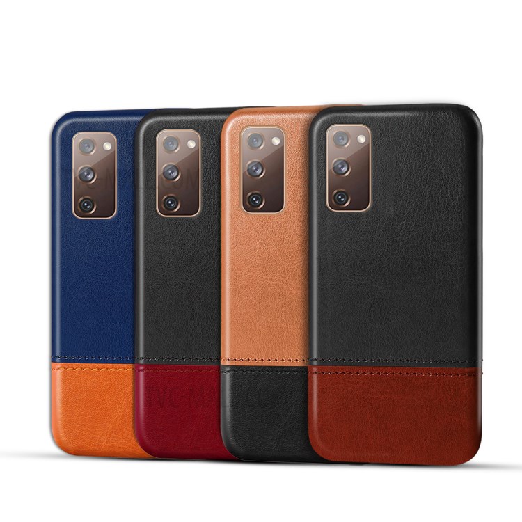 KSQ PU Leather Coated PC Dual-color Splicing Phone Back Case for Samsung Galaxy S20 FE/S20 Fan Edition/S20 FE 5G/S20 Fan Edition 5G/S20 Lite - Brown/Black-5