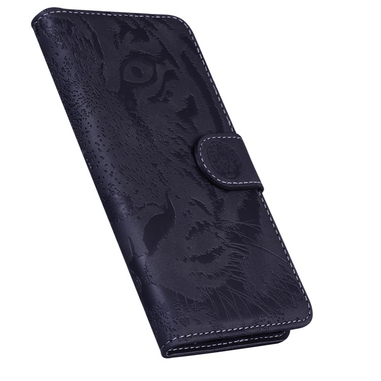 Gedruckter Tiger -muster -leder -telefonhülle Mit Brieftasche Für Samsung Galaxy M31 - Schwarz