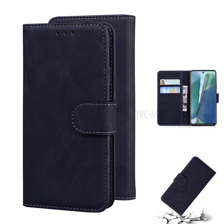 Leather Wallet Stand Phone Case for Samsung Galaxy Note 20/Note 20 5G - Black-1