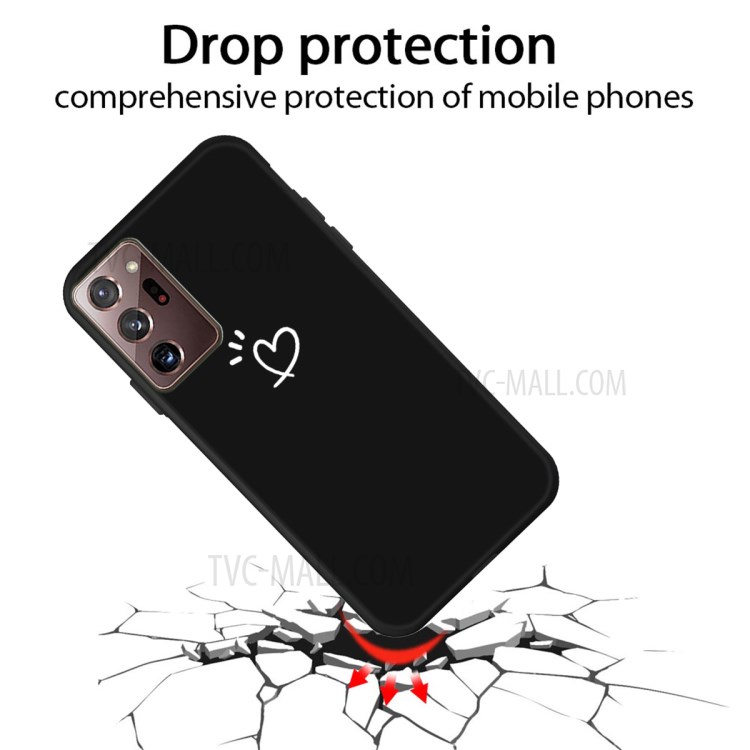 Heart Pattern Decor Matte TPU Phone Case Cover for Samsung Galaxy Note20 Ultra 5G / Galaxy Note20 Ultra - Black-2