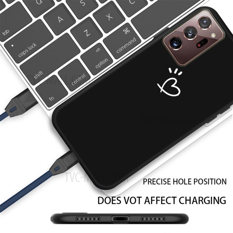 Heart Pattern Decor Matte TPU Phone Case Cover for Samsung Galaxy Note20 Ultra 5G / Galaxy Note20 Ultra - Black-3