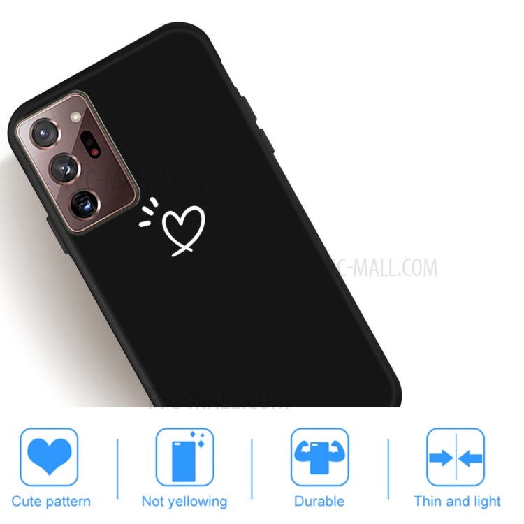 Heart Pattern Decor Matte TPU Phone Case Cover for Samsung Galaxy Note20 Ultra 5G / Galaxy Note20 Ultra - Black-5