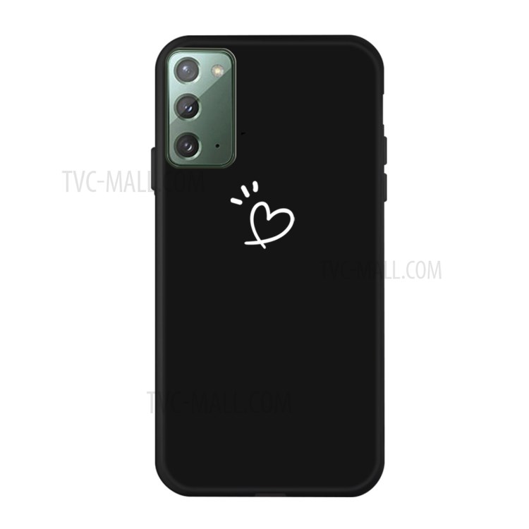 Heart Pattern Decor Matte TPU Phone Case Cover for Samsung Galaxy Note 20 5G / Galaxy Note 20 - Black-1