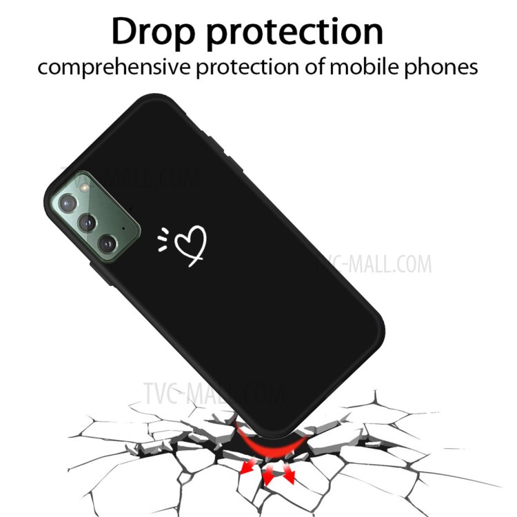 Heart Pattern Decor Matte TPU Phone Case Cover for Samsung Galaxy Note 20 5G / Galaxy Note 20 - Black-2