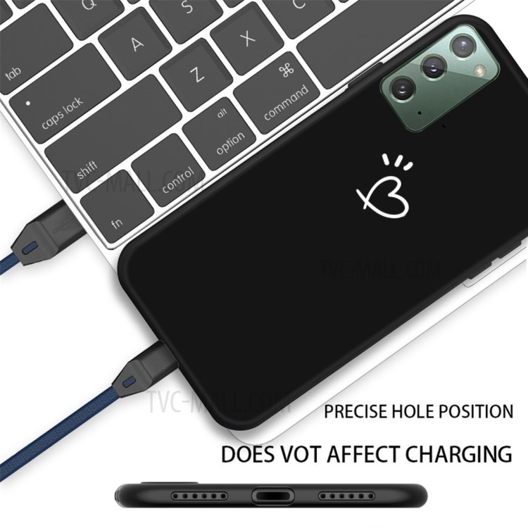 Heart Pattern Decor Matte TPU Phone Case Cover for Samsung Galaxy Note 20 5G / Galaxy Note 20 - Black-3