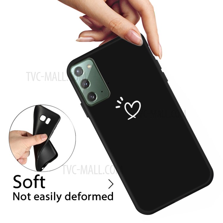 Heart Pattern Decor Matte TPU Phone Case Cover for Samsung Galaxy Note 20 5G / Galaxy Note 20 - Black-4