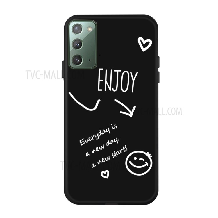 Smile Pattern Printing Matte TPU Back Case for Samsung Galaxy Note 20 5G / Galaxy Note 20 - Black-1