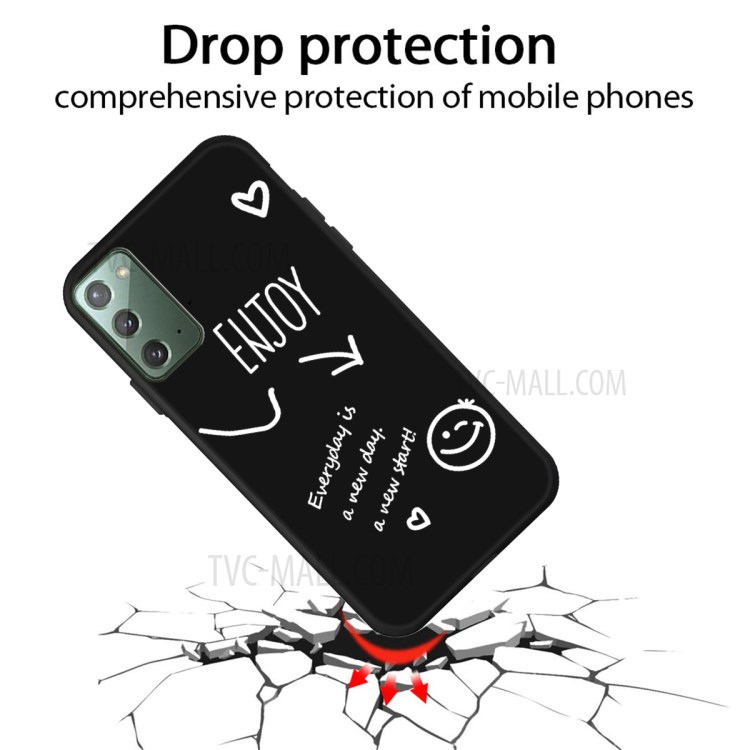 Smile Pattern Printing Matte TPU Back Case for Samsung Galaxy Note 20 5G / Galaxy Note 20 - Black-2