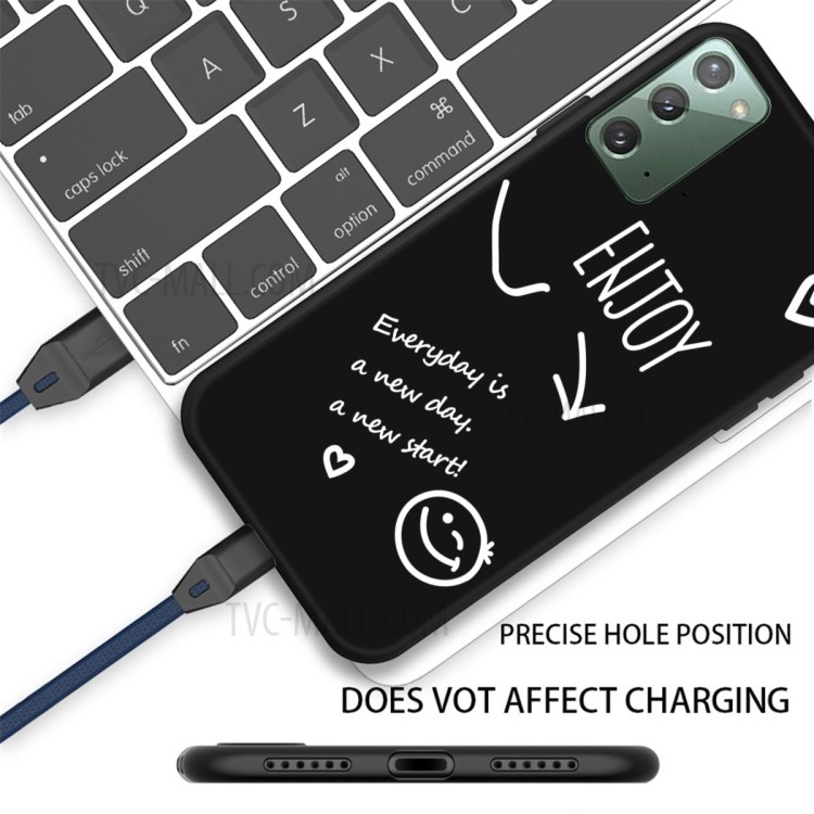 Smile Pattern Printing Matte TPU Back Case for Samsung Galaxy Note 20 5G / Galaxy Note 20 - Black-3