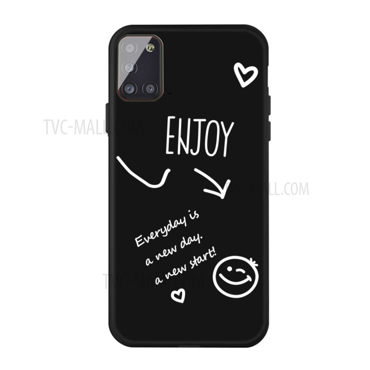 Smile Pattern Printing Matte TPU Back Shell for Samsung Galaxy A31 - Black-1