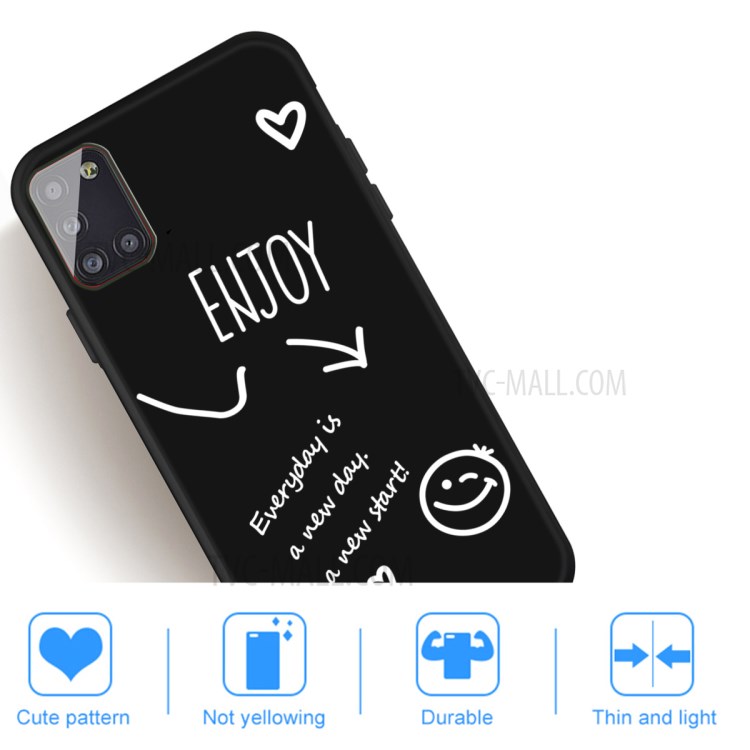 Smile Pattern Printing Matte TPU Back Shell for Samsung Galaxy A31 - Black-5