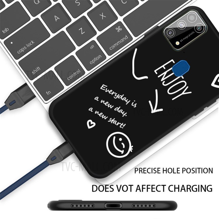 Smile Pattern Printing Matte TPU Back Shell for Samsung Galaxy M31 - Black-3