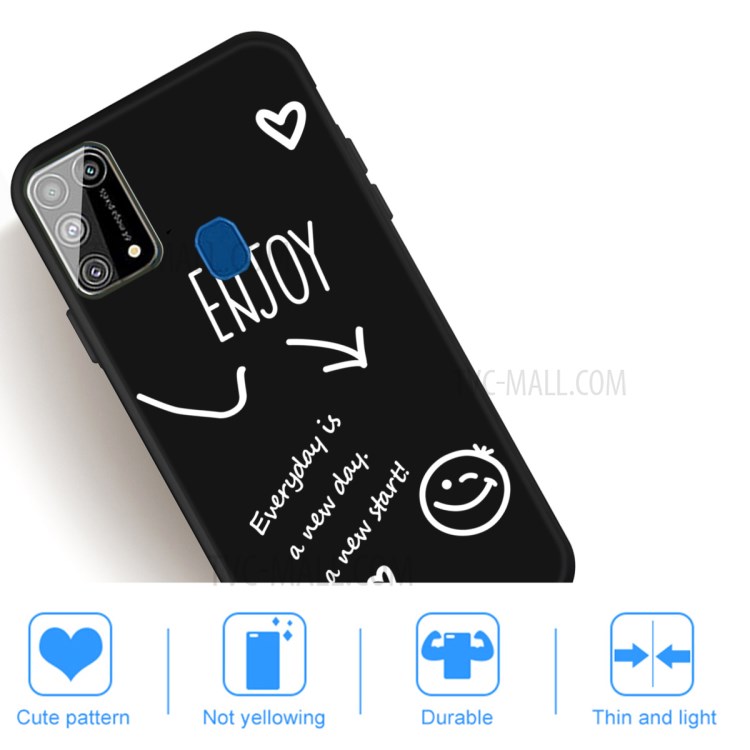 Smile Pattern Printing Matte TPU Back Shell for Samsung Galaxy M31 - Black-5