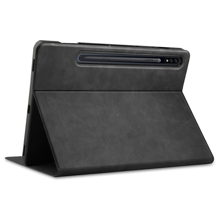Smart Leather Stand Flip Cover with Pen Slot for Samsung Galaxy Tab S7 Plus Case - Black-4