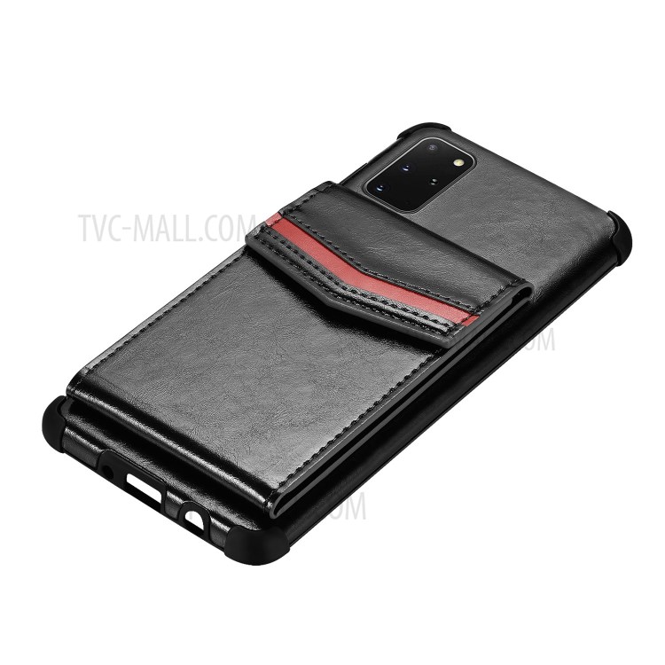 Shock Absorbing TPU Shell with Card Slots Cell Phone Case for Samsung Galaxy S20 Plus - Black-3