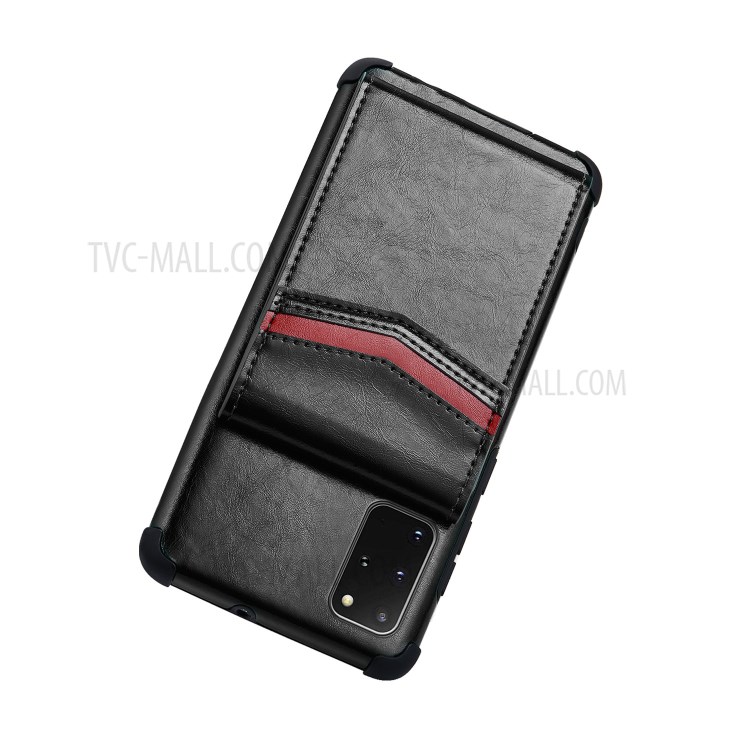 Shock Absorbing TPU Shell with Card Slots Cell Phone Case for Samsung Galaxy S20 Plus - Black-4