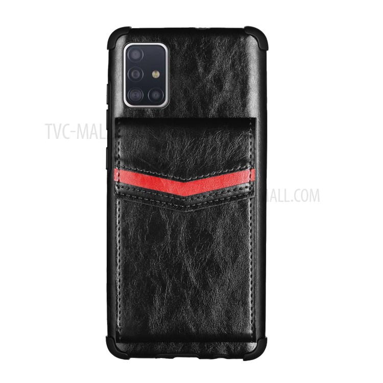 Anti-fall PU Leather + TPU Shell with Card Slots for Samsung Galaxy A71 SM-A715 - Black-1