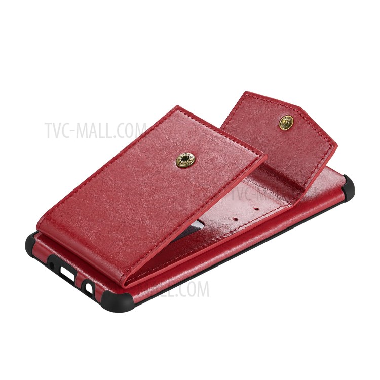 Anti-fall PU Leather + TPU Shell with Card Slots for Samsung Galaxy A71 SM-A715 - Red-6