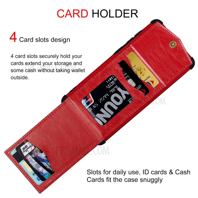 Anti-fall PU Leather + TPU Shell with Card Slots for Samsung Galaxy A71 SM-A715 - Red-7