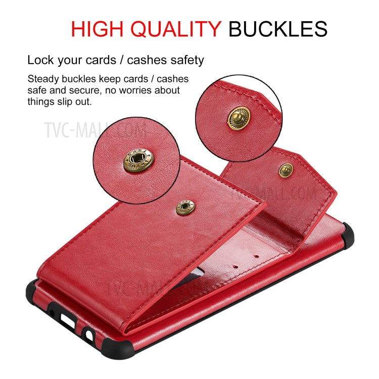 Anti-fall PU Leather + TPU Shell with Card Slots for Samsung Galaxy A71 SM-A715 - Red-8