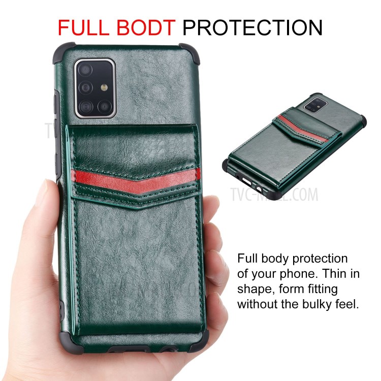 Anti-fall PU Leather + TPU Shell with Card Slots for Samsung Galaxy A71 SM-A715 - Green-10