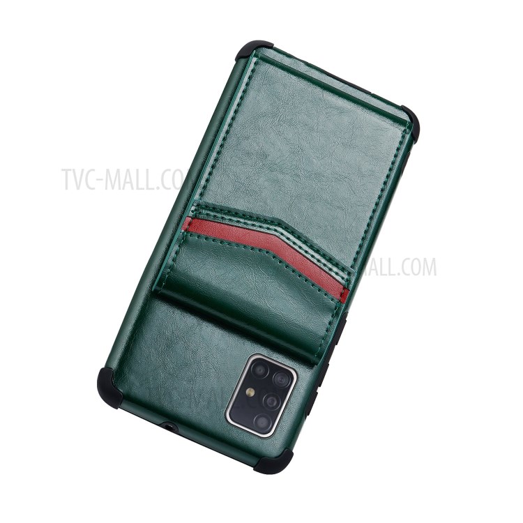 Anti-fall PU Leather + TPU Shell with Card Slots for Samsung Galaxy A71 SM-A715 - Green-4