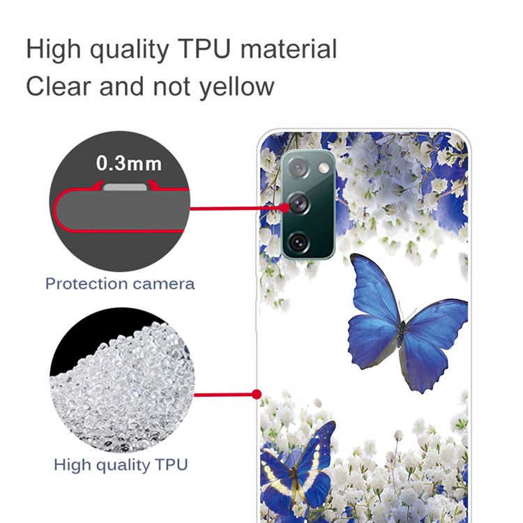 Pattern Printing Soft TPU Cell Phone Cover for Samsung Galaxy S20 FE/S20 Fan Edition/S20 FE 5G/S20 Fan Edition 5G/S20 Lite - Flower and Blue Butterfly-3