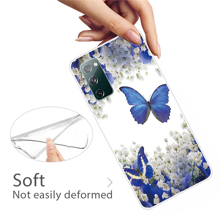 Pattern Printing Soft TPU Cell Phone Cover for Samsung Galaxy S20 FE/S20 Fan Edition/S20 FE 5G/S20 Fan Edition 5G/S20 Lite - Flower and Blue Butterfly-4