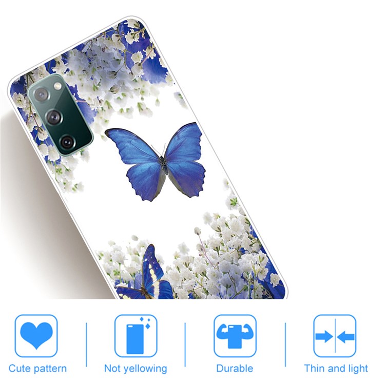 Pattern Printing Soft TPU Cell Phone Cover for Samsung Galaxy S20 FE/S20 Fan Edition/S20 FE 5G/S20 Fan Edition 5G/S20 Lite - Flower and Blue Butterfly-5