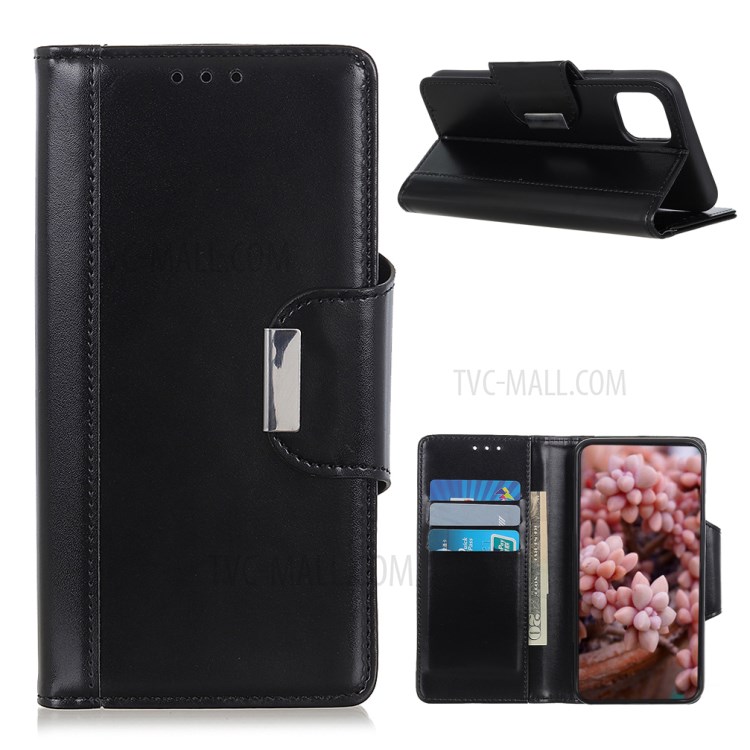 PU Leather Wallet Stand Protector Durable Cover for Samsung Galaxy M51 (Side Fingerprint Version) - Black-1