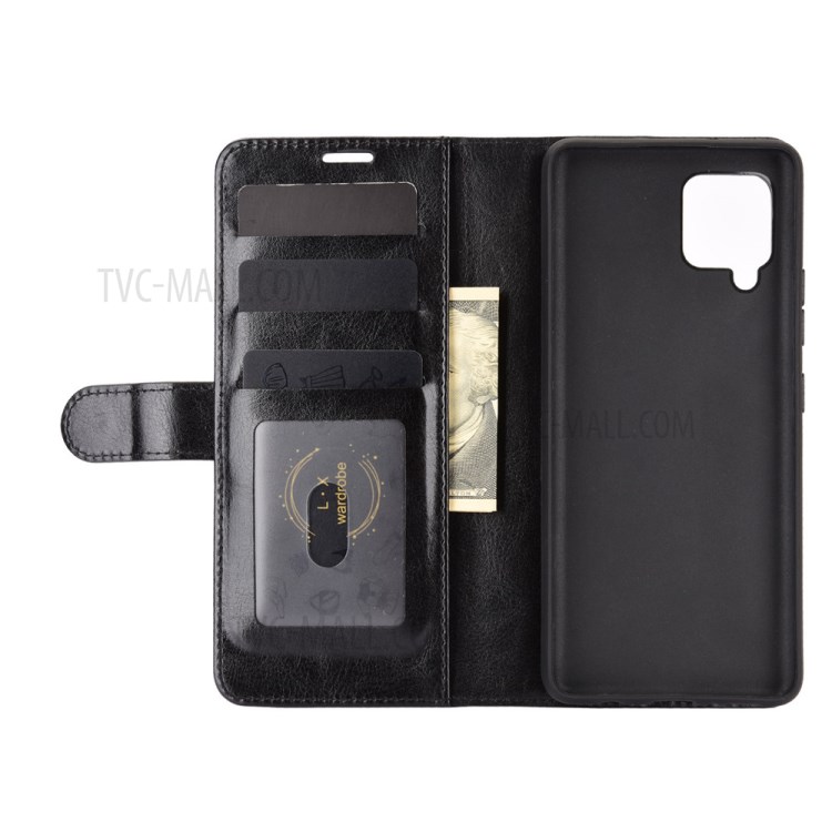 Crazy Horse Texture Leather Wallet Cell Phone Protective Case for Samsung Galaxy A42 5G - Black-4