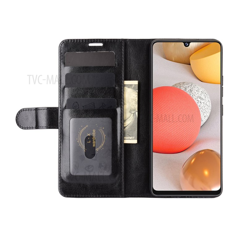 Crazy Horse Texture Leather Wallet Cell Phone Protective Case for Samsung Galaxy A42 5G - Black-5