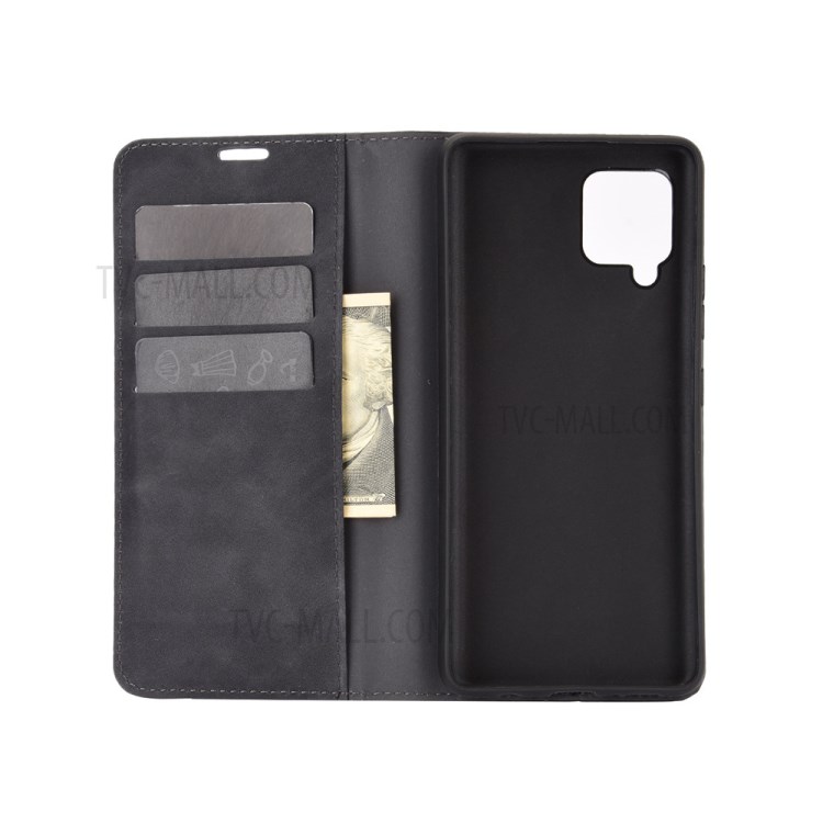 Silky Touch Leather Shell Case for Samsung Galaxy A42 5G - Black-2