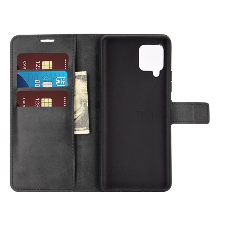 Mobile Phone Leather Case with Card-Carrying Slots and Cash Pocket for Samsung Galaxy A42 5G - Black-3