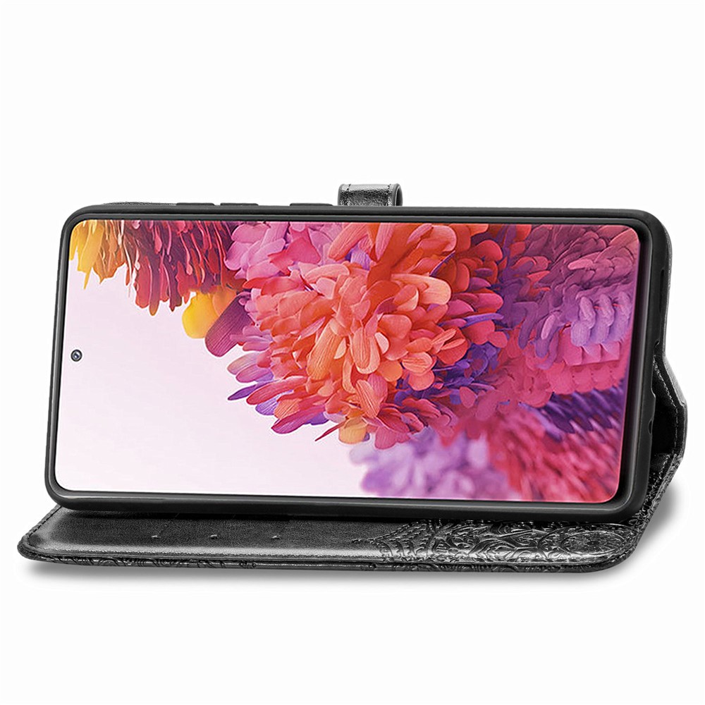 Embossed Mandala Flower Wallet Leather Shell for Samsung Galaxy S20 FE/S20 Fan Edition/S20 FE 5G/S20 Fan Edition 5G/S20 Lite - Black-4