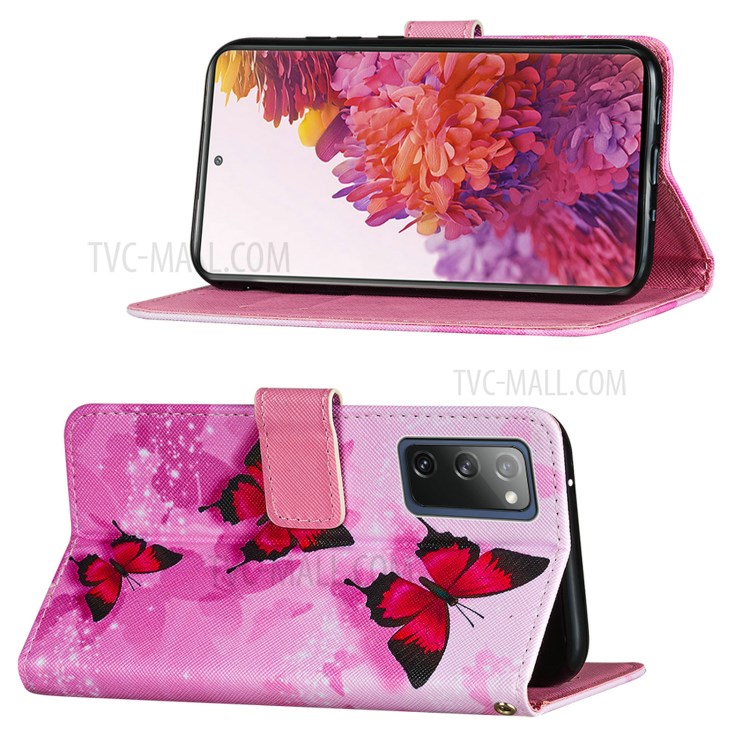 Cross Texture Pattern Printing Flip Leather Wallet Stand Cover for Samsung Galaxy S20 FE/S20 Fan Edition/S20 FE 5G/S20 Fan Edition 5G - Red Butterfly-4