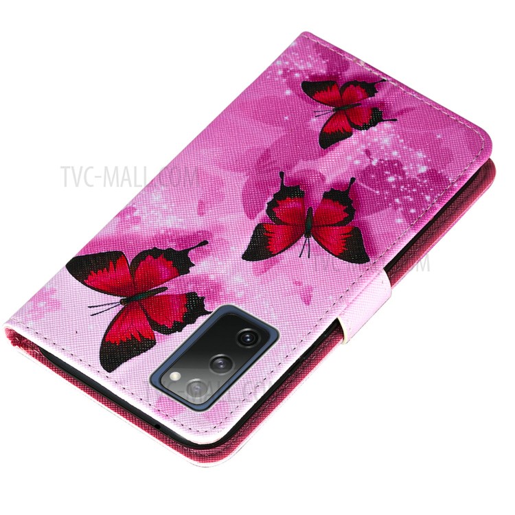 Cross Texture Pattern Printing Flip Leather Wallet Stand Cover for Samsung Galaxy S20 FE/S20 Fan Edition/S20 FE 5G/S20 Fan Edition 5G - Red Butterfly-5