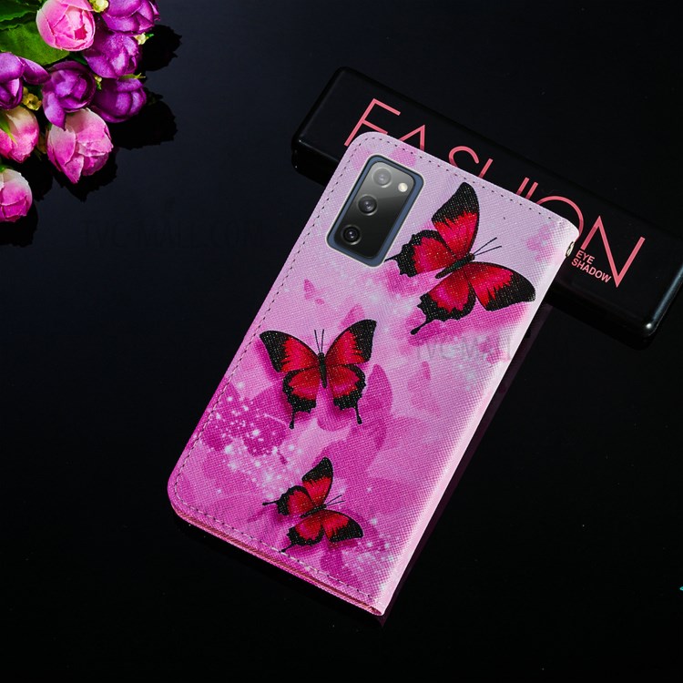 Cross Texture Pattern Printing Flip Leather Wallet Stand Cover for Samsung Galaxy S20 FE/S20 Fan Edition/S20 FE 5G/S20 Fan Edition 5G - Red Butterfly-8
