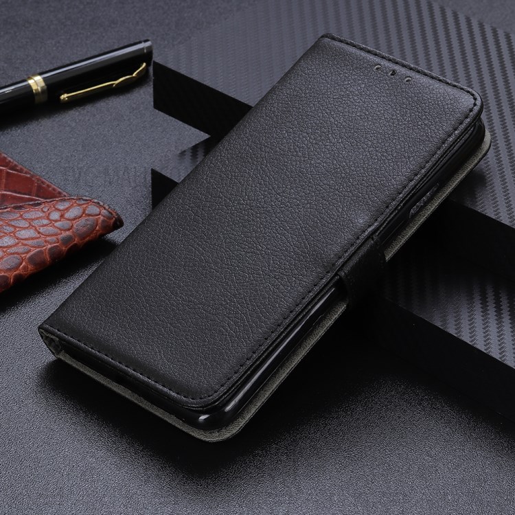 Litchi PU Leather Phone Cover Case with Card Slots for Samsung Galaxy M51 Side Fingerprint Version - Black-14