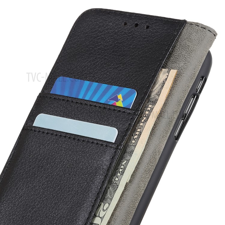 Litchi PU Leather Phone Cover Case with Card Slots for Samsung Galaxy M51 Side Fingerprint Version - Black-9