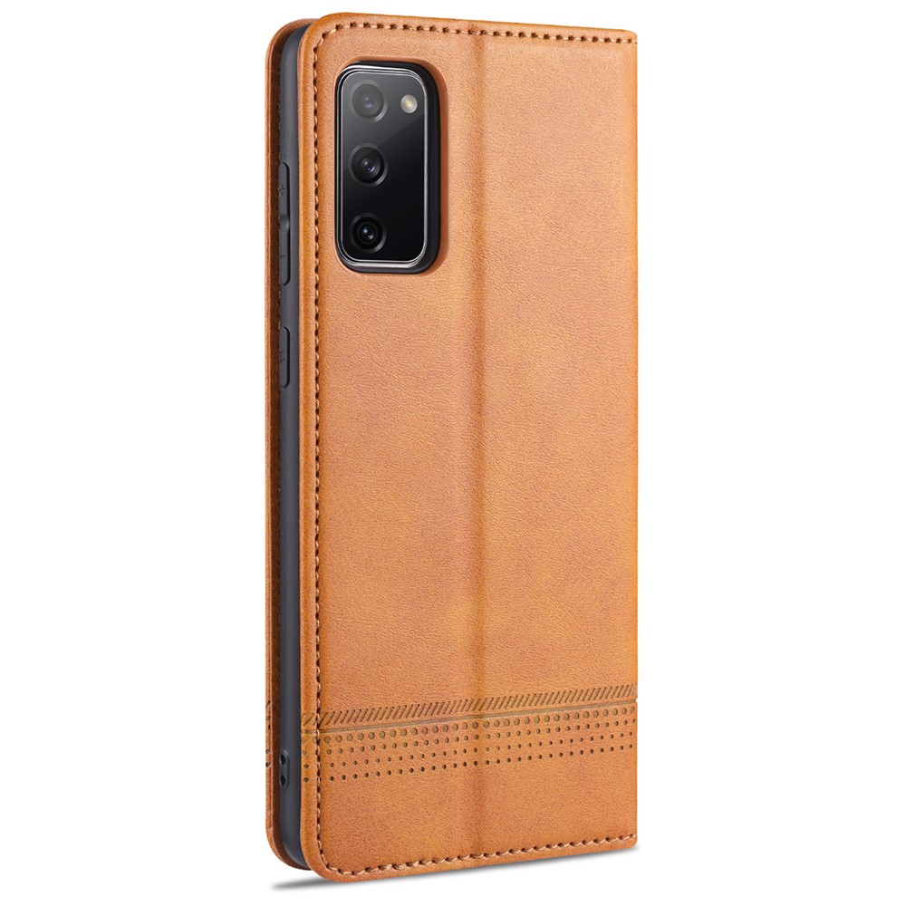 AZNS Auto-absorbed Leather Wallet Case for Samsung Galaxy S20 FE/S20 Fan Edition/S20 FE 5G/S20 Fan Edition 5G - Brown-3