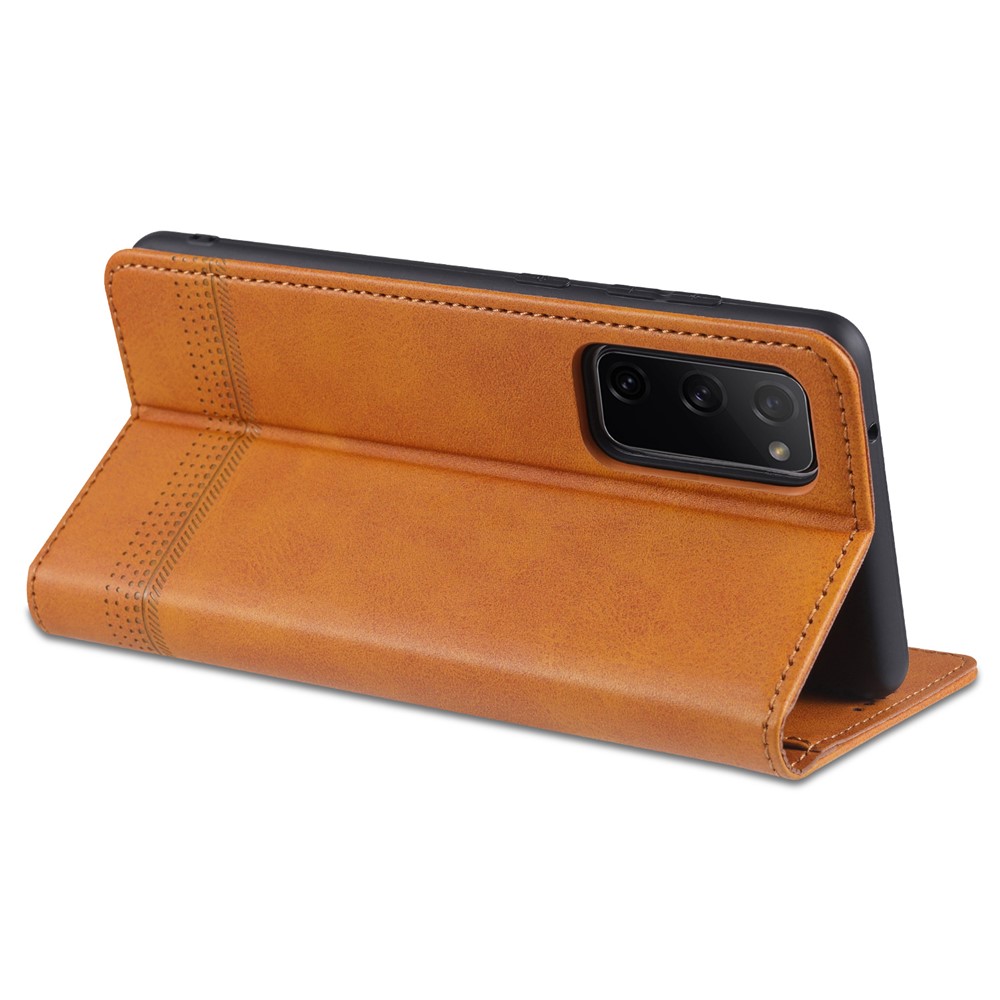 AZNS Auto-absorbed Leather Wallet Case for Samsung Galaxy S20 FE/S20 Fan Edition/S20 FE 5G/S20 Fan Edition 5G - Brown-5