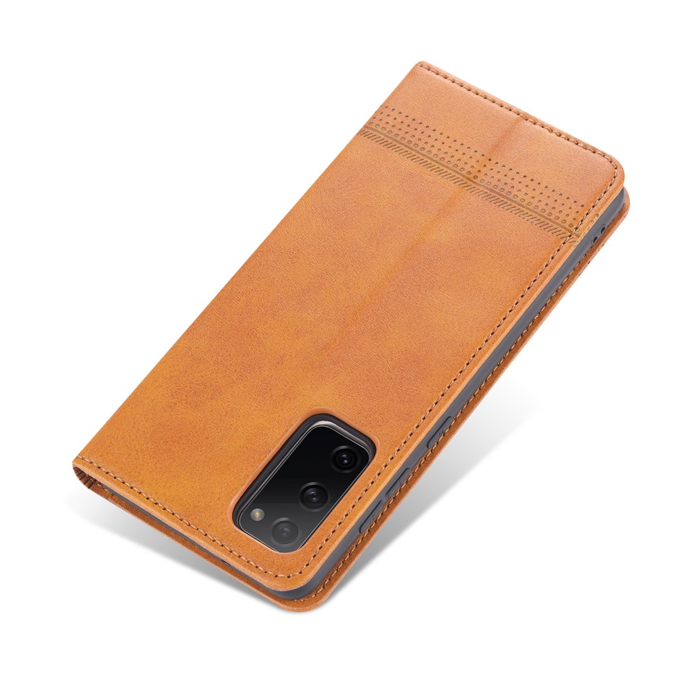 AZNS Auto-absorbed Leather Wallet Case for Samsung Galaxy S20 FE/S20 Fan Edition/S20 FE 5G/S20 Fan Edition 5G - Brown-8