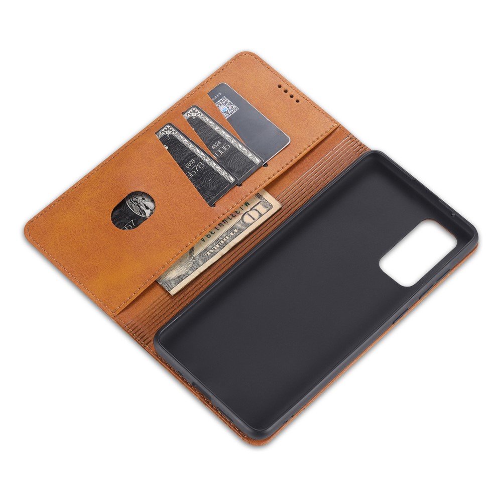 AZNS Auto-absorbed Leather Wallet Case for Samsung Galaxy S20 FE/S20 Fan Edition/S20 FE 5G/S20 Fan Edition 5G - Brown-9