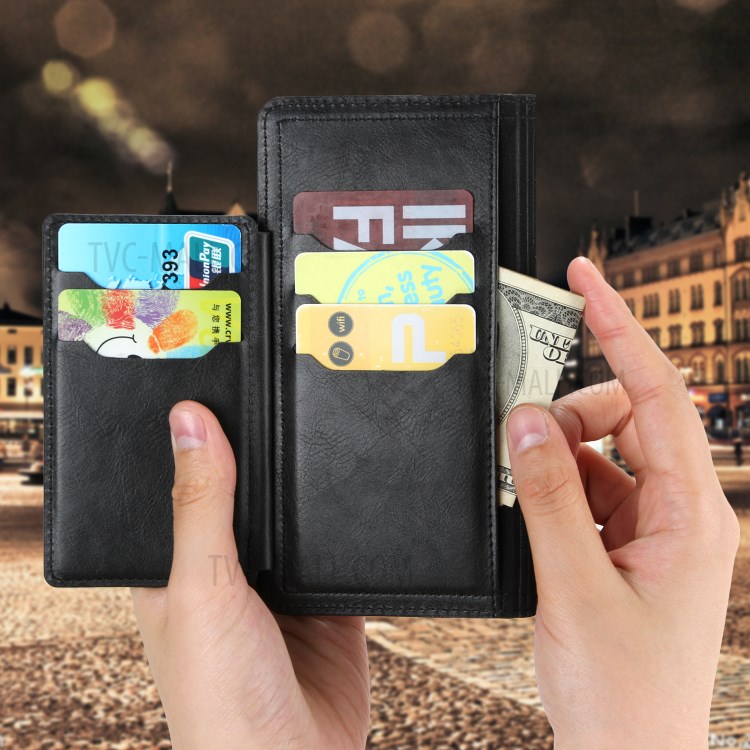 Zipper Pocket Wallet Leather Phone Cover with Stand for Samsung Galaxy A01 - Black-11