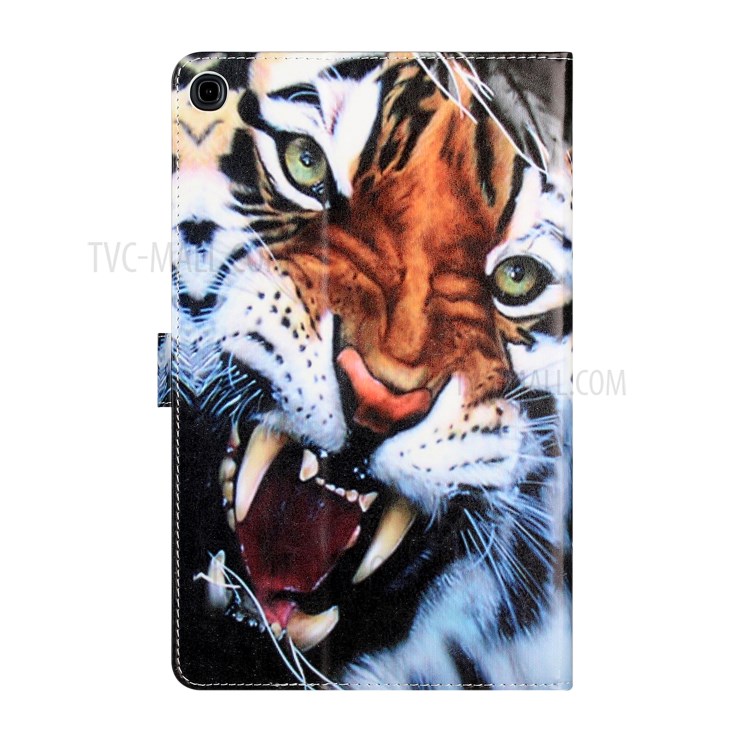 Cute Pattern Printing Leather Wallet Stand Cover Case for Samsung Galaxy Tab A 10.1 (2019) t510 - Tiger-3