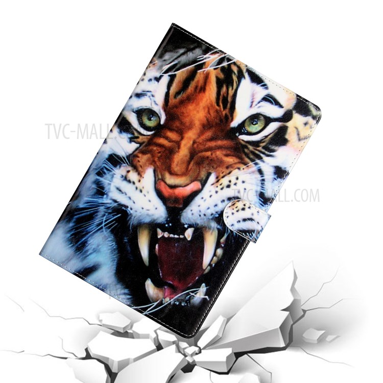 Cute Pattern Printing Leather Wallet Stand Cover Case for Samsung Galaxy Tab A 10.1 (2019) t510 - Tiger-6
