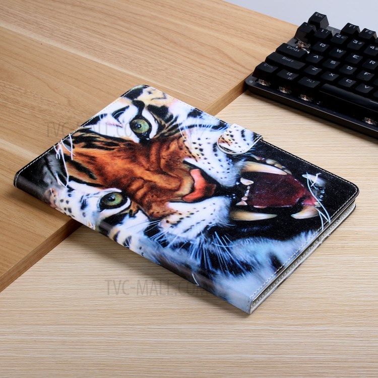 Cute Pattern Printing Leather Wallet Stand Cover Case for Samsung Galaxy Tab A 10.1 (2019) t510 - Tiger-7